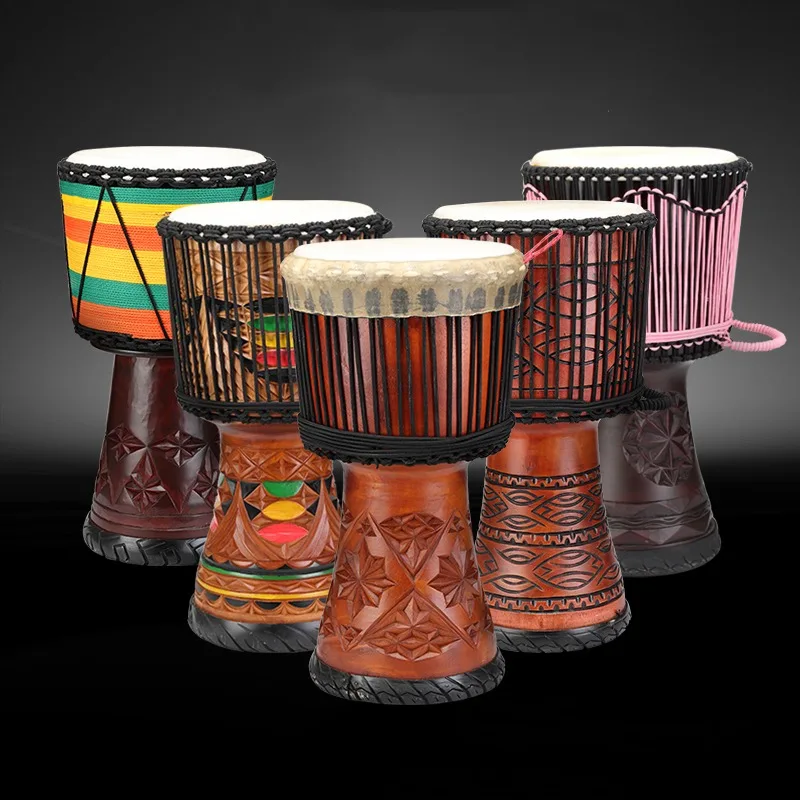 Musical Instrument African - 12-calowy bęben afrykański z czerwonego drewna